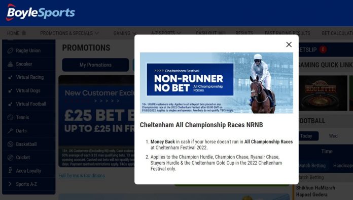 BoyleSports Cheltenham non runner no bet