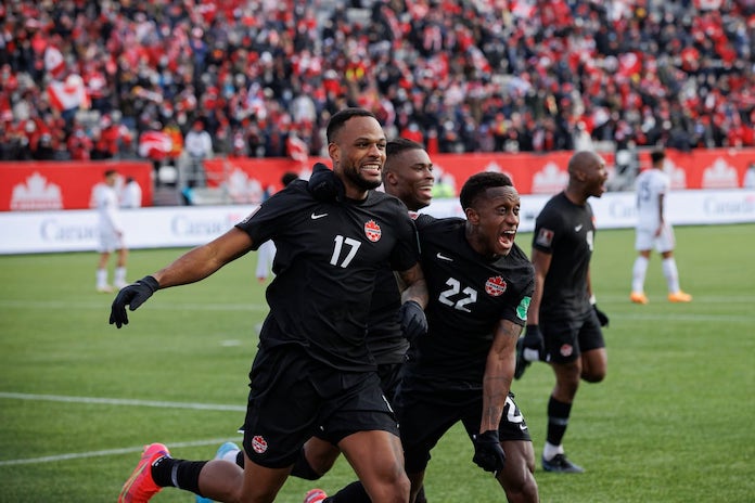 Canada Players Celebrate Against USA