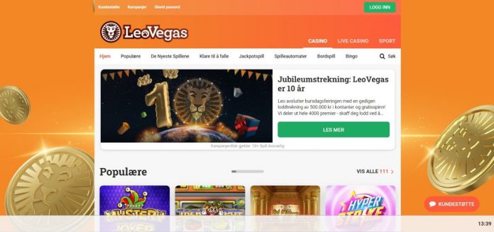 LeoVegas casino nodeposit bonus