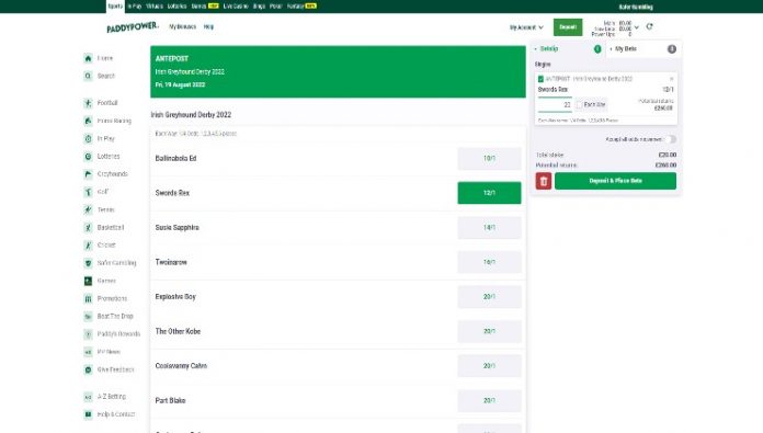 Placing an antepost wager PaddyPower
