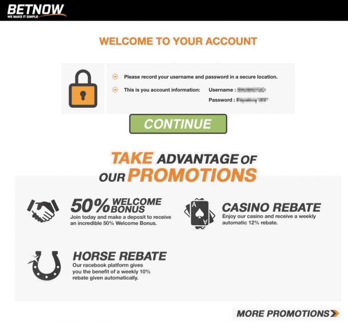 BetNow Welcome Screen