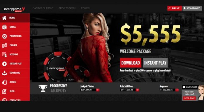 Everygame casino homepage