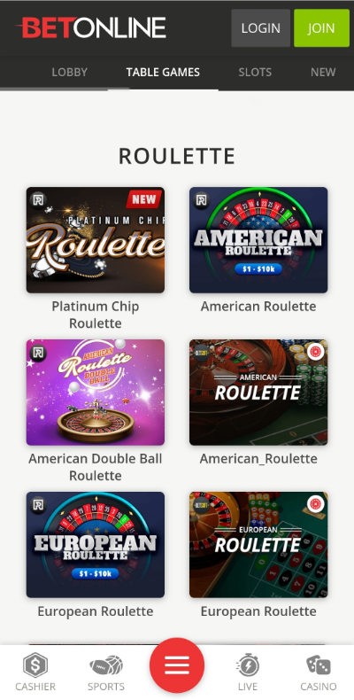 BetOnline Casino Roulette
