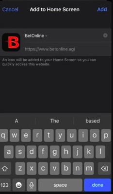 BetOnline app home screen