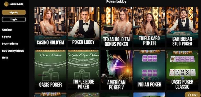 Lucky Block - best Bitcoin poker for casino games