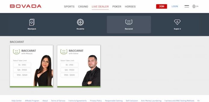 Bitcoin Live Baccarat at Bovada Casino