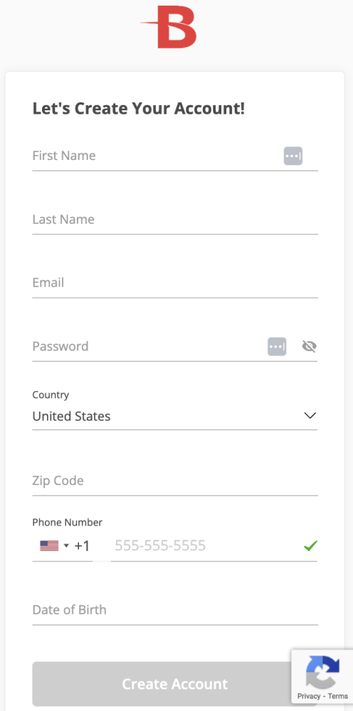 BetOnline Signup Page Mobile