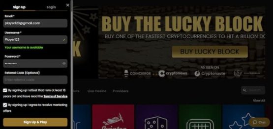 Lucky Block Sign Up 