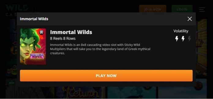 Wild Casino iPhone Immortal Wilds