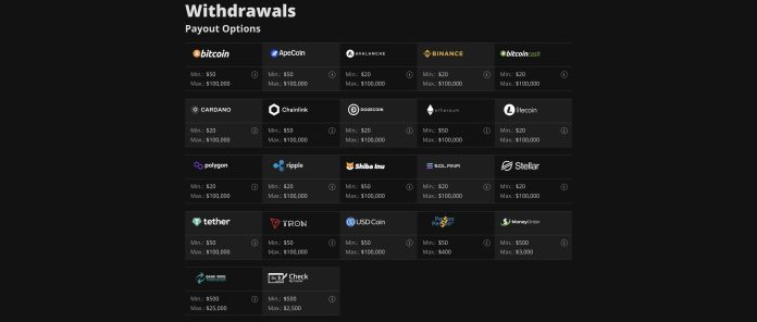 Withdrawal page