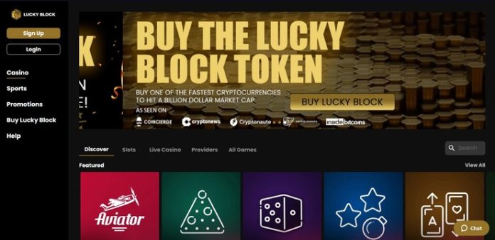 Lucky block casino homepage