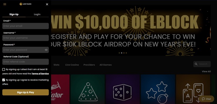 Lucky-block sign up