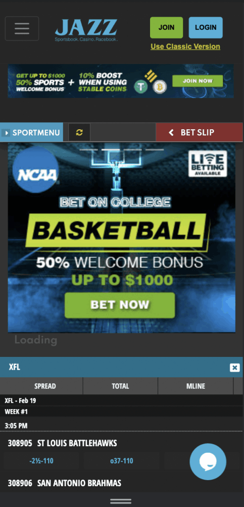 Jazz Sports Home Page Mobile 