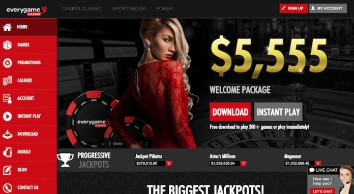 EverygameBitcoin casino homepage