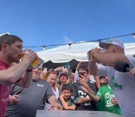 jason kelce beer chug