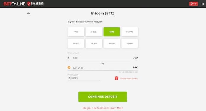 BetOnline sign up confirm payment