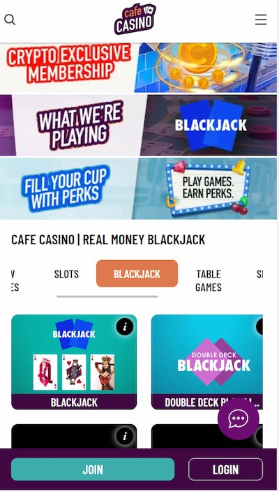 Cafe Casino blackjack app