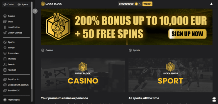 no account casino Lucky Block homepage