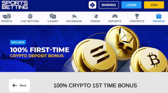 Crypto welcome bonus sportsbetting.ag
