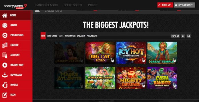 Everygame Casino homepage 2