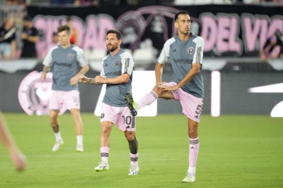 Inter Miamis Lionel Messi and Sergio Busquets On The Training Pitch