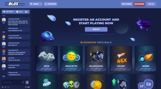 BloxMoon Roblox gambling sites register