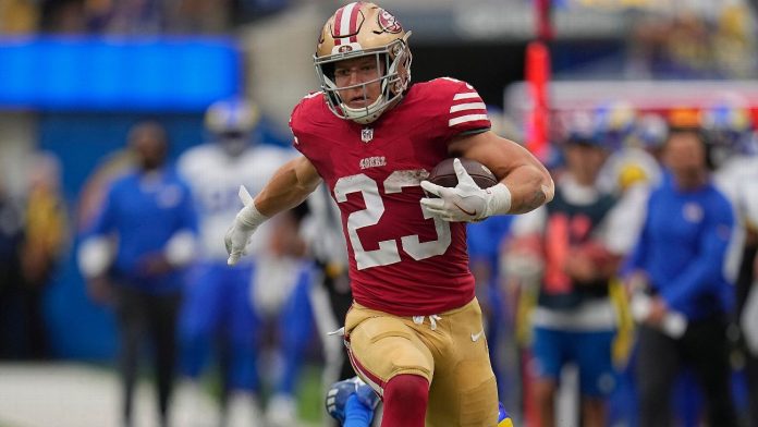 49ers' Christian McCaffrey credits his o-line after career-high