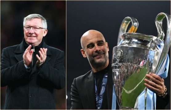 Ferguson And Guardiola With UEFA Champions League