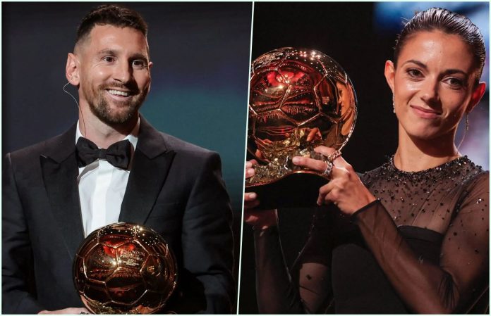 Lionel Messi And Aitana Bonmati With Ballon d'Or