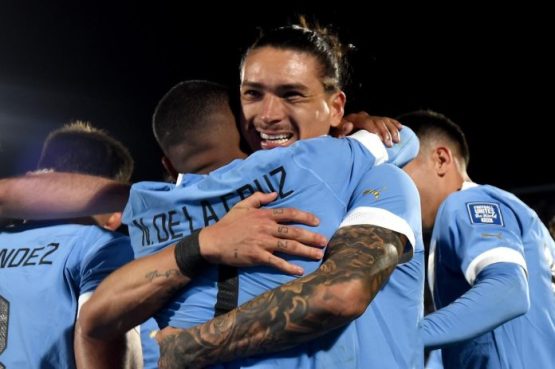 Liverpool Star Nunenz After Scoring Against Brazil