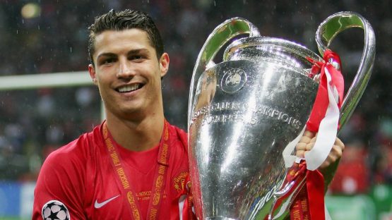 Manchester United Legend Cristiano Ronaldo With The UCL Trophy