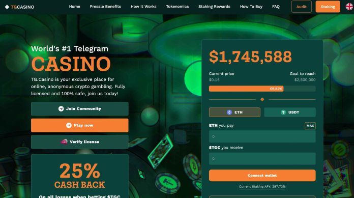 TG Casino homepage