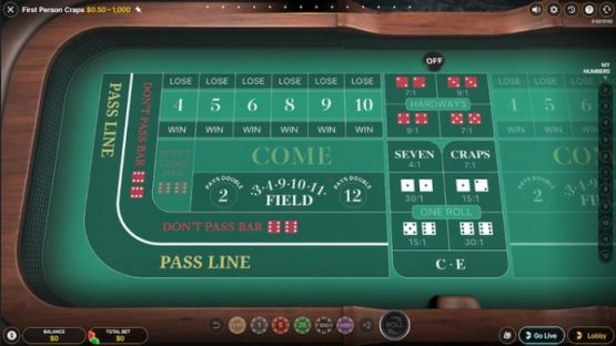 Craps online - First Person Craps Table