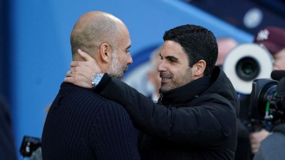 Mikel Arteta Pep Guardiola Manchester City Vs Arsenal