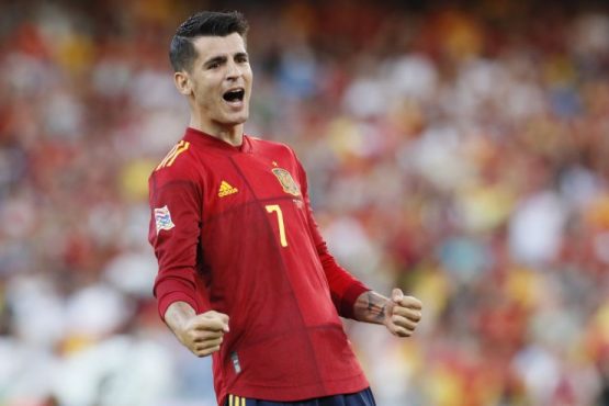 Alvaro Morata In Action For Spain