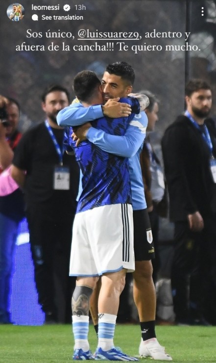 Lionel Messi Hugging Luis Suarez