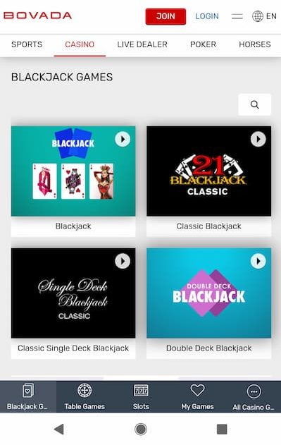 Bovada App Blackjack Games