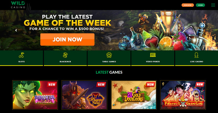 wild casino homepage