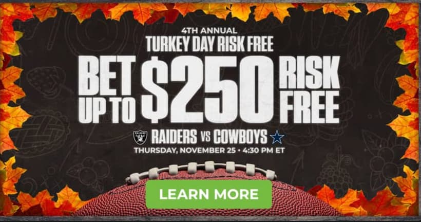 MyBookie's 4th Annual Turkey Day $250 NFL Free Bet