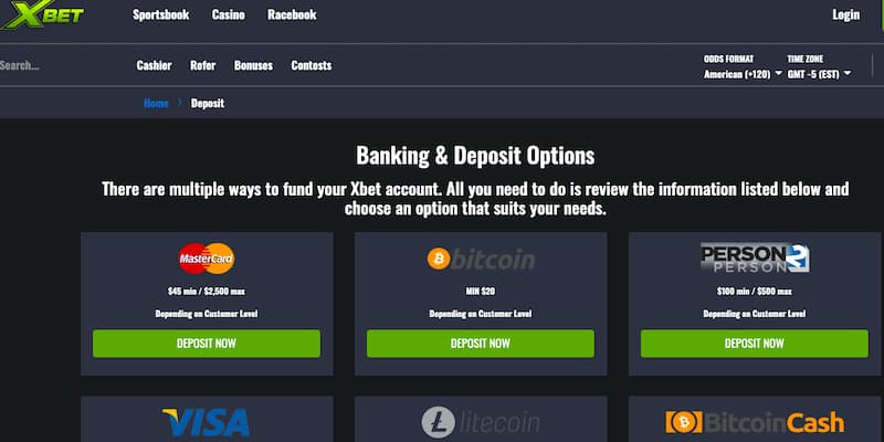 XBet deposit options sportsbook 1