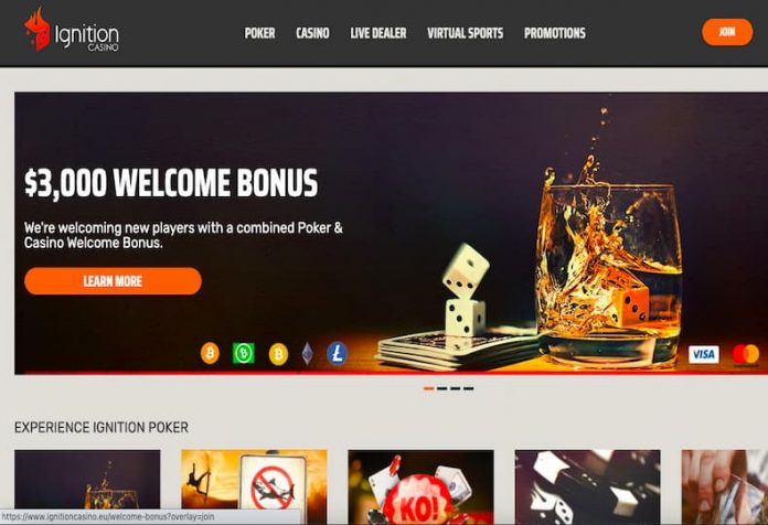 Ignition casino Kentucky homepage