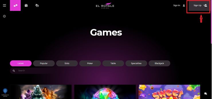 El Royale Casino homepage
