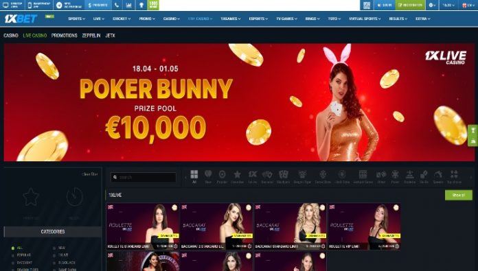 1xBet online casino site with live dealer games
