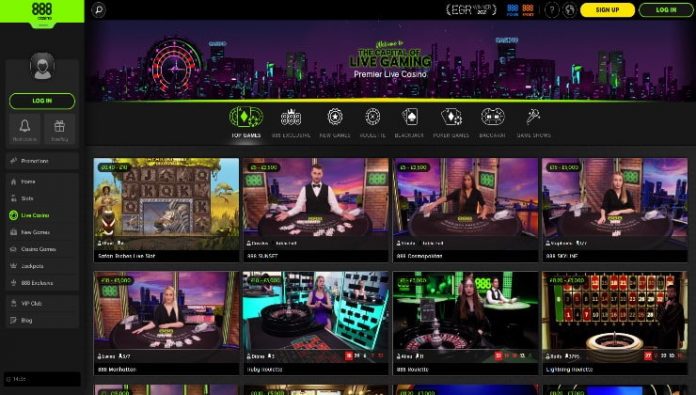 The live dealer selection of games at 888 Casino